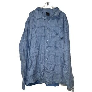Zoo‎ York Men's Shirt Long Sleeve Button Up Oversized Cotton Checkered Blue 3XB